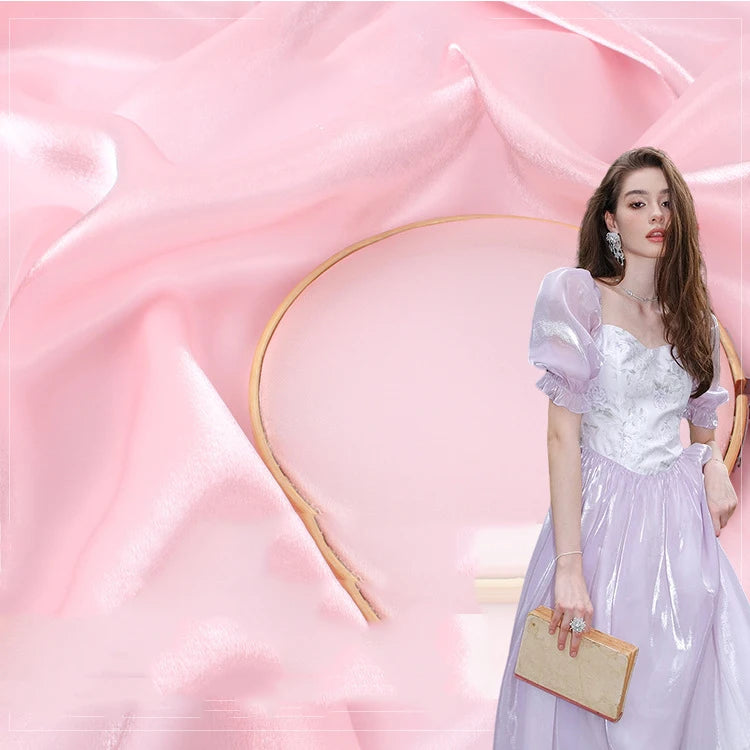 New Arrival Soft Shiny Satin Silk Breathable Transparent Lightweight Water Resistant 100% Polyester Woven Organza Lining Garment