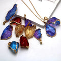 New Fashion Natural Irregular Stone Pendant Necklaces Gold Plating Aura Crystal Necklace Electroplated Druzy Pendant Jewelry