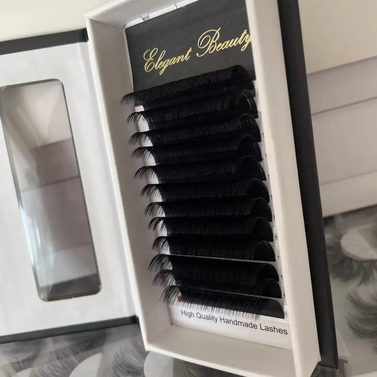 Dark Fluffy Lash Eyelash Extension Supplies Trays Cashmere Matte Black Individual Eyelash Extension