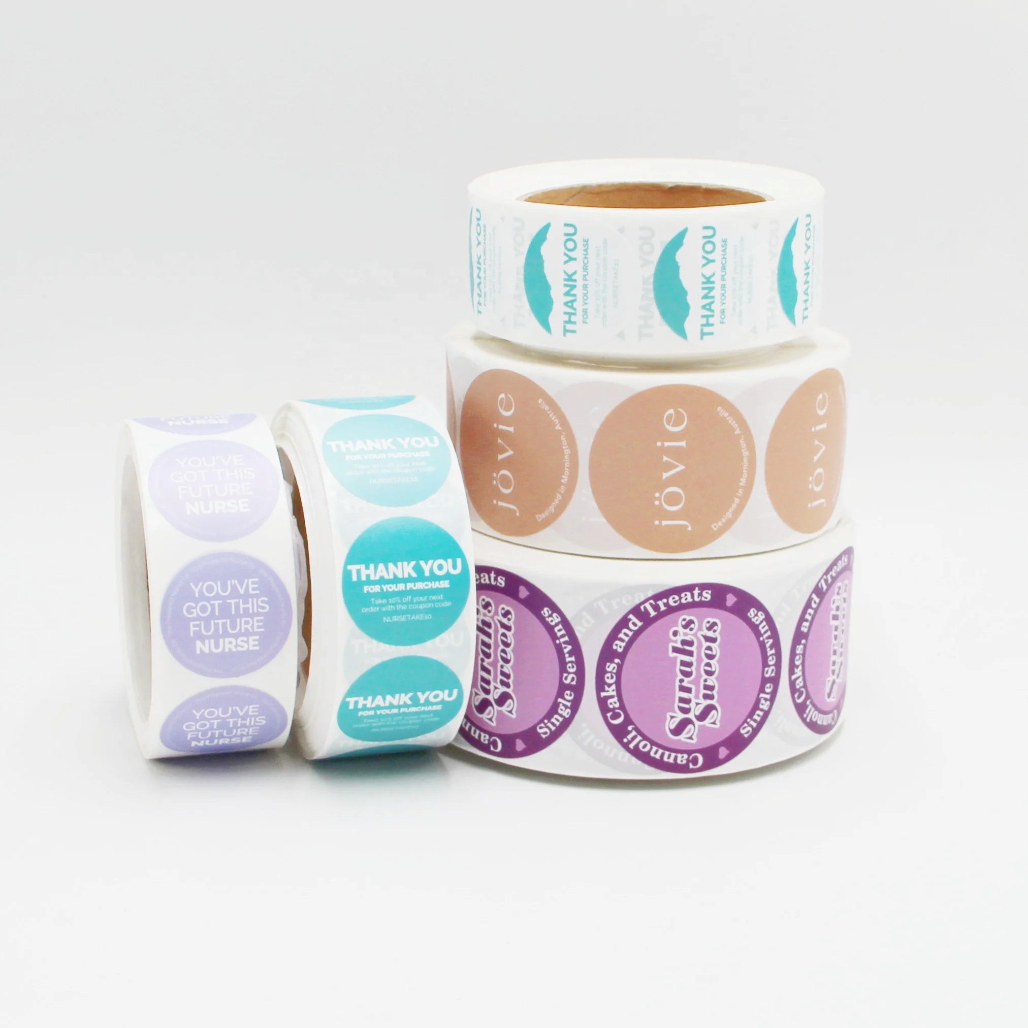 Factory Price Custom Label Stickers 2" Round Label 500pcs Per Roll Thank You Stickers for Small Business Sealing Labels in Roll