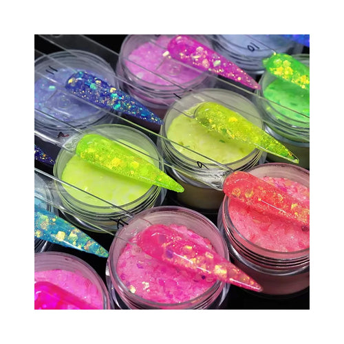 0.5oz Acrylic Glitter Powder Glow in the Dark Acrylic Nail Powder Jar Private Label