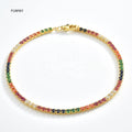 FUAMAY 2025 New Fashion Gold Plated Sterling Silver 925 Bracelet Rainbow Tennis Bracelet for Women