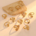 Hot Selling Brass Simple Design Women's Jewelry Rings 14K Gold Plated Zircon Multi Shape Adjustable Women's Ring