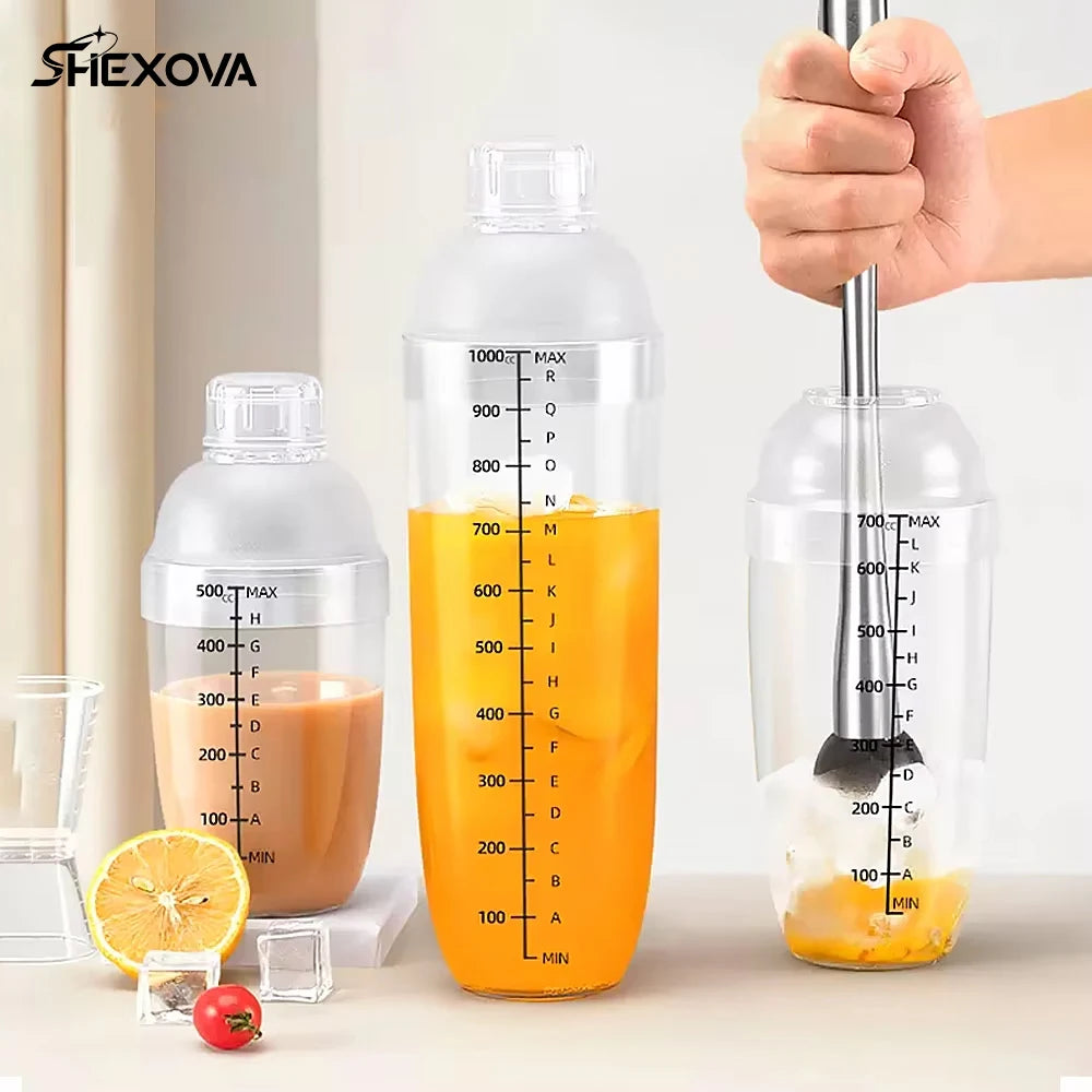Factory Low Price 500ml 700ml 1000ml Thickened Bottom Bubble Tea Shaking Cups Transparent Cocktail Shaker Blender Cup
