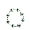 Classical Style 925 Sterling Silver Flower Bracelet with Emerald Gemstone Delicate Women's Party Gift Jewelry