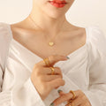 New Stainless Steel Letter Love You More Heart Necklace 18K Gold Plated Necklace Engraved Matte Heart Pendant Necklace