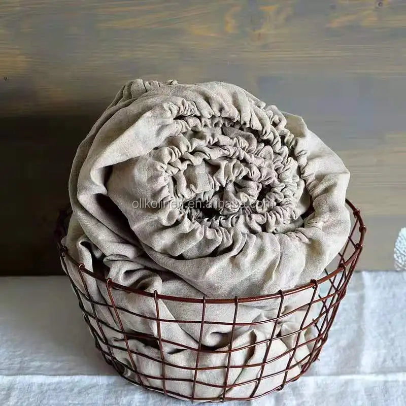 AU QUEEN SIZE Natural Linen Bedding Solid/weaved Colors 100% Pure Plain Home Linen Fabric Fitted Sheet Set