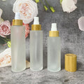 Nature Frosted clear Bottle1oz 3.3oz 4oz 5oz  with Bamboo Lotion Pump Disctop Screw Lid Bamboo Wooden Bottle Cream Lotion Jar