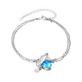 Platinum Plated Sterling Silver Trendy Summer Fashion White Pearl Butterfly Shape REACH Certified Bracelet for Women