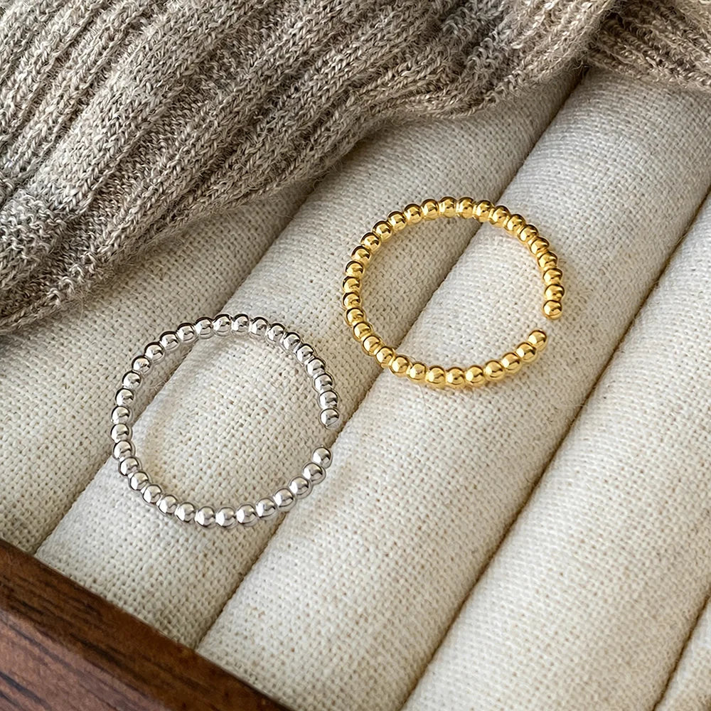 925 Sterling Silver Adjustable Opening 18K Gold Plated Irregular Texture Rings for Women for Weddings Parties