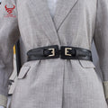 Women PU Elastic Strength Corset Belt Ladies Wide Waistband Belt Leather Two Buckle Black Skirt Belts Girls