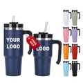Personalized Logo 30oz 20oz Double Wall Insulated Straw Cup Stainless Steel Tumblers Coffee Mug with Handle MegaBDM