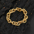 NUOYA Classic 18K Gold Plated OT Toggle Bracelet Stainless Steel Oval Link Chain Bracelet for Men and Women