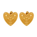 Stainless Steel Earrings 316L18K Gold Textured Love Line Earrings