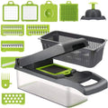 2024 Multi-function Vegetable Slicer Dicer Carrot Grater with Drain Basket 7 Blades Plastic Slicer Mandoline Vegetable Cutter