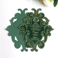 Custom Shape Elegant Wedding Menu Cards Unique Green Velvet Invitation Wedding Cards With Gold Foil Text