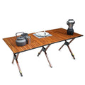 Easy Carry Portable Rectangular Roll Top with Storage Adjustable BBQ Removable Wood Picnic Camping Outdoor Folding Coffee Table