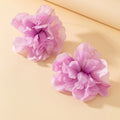 2025 New Arrival Fashion Jewelry 18K Gold Plated Big Fabric Flower Earring Cloth Women Big Pink Floral Flower Earrings for Women