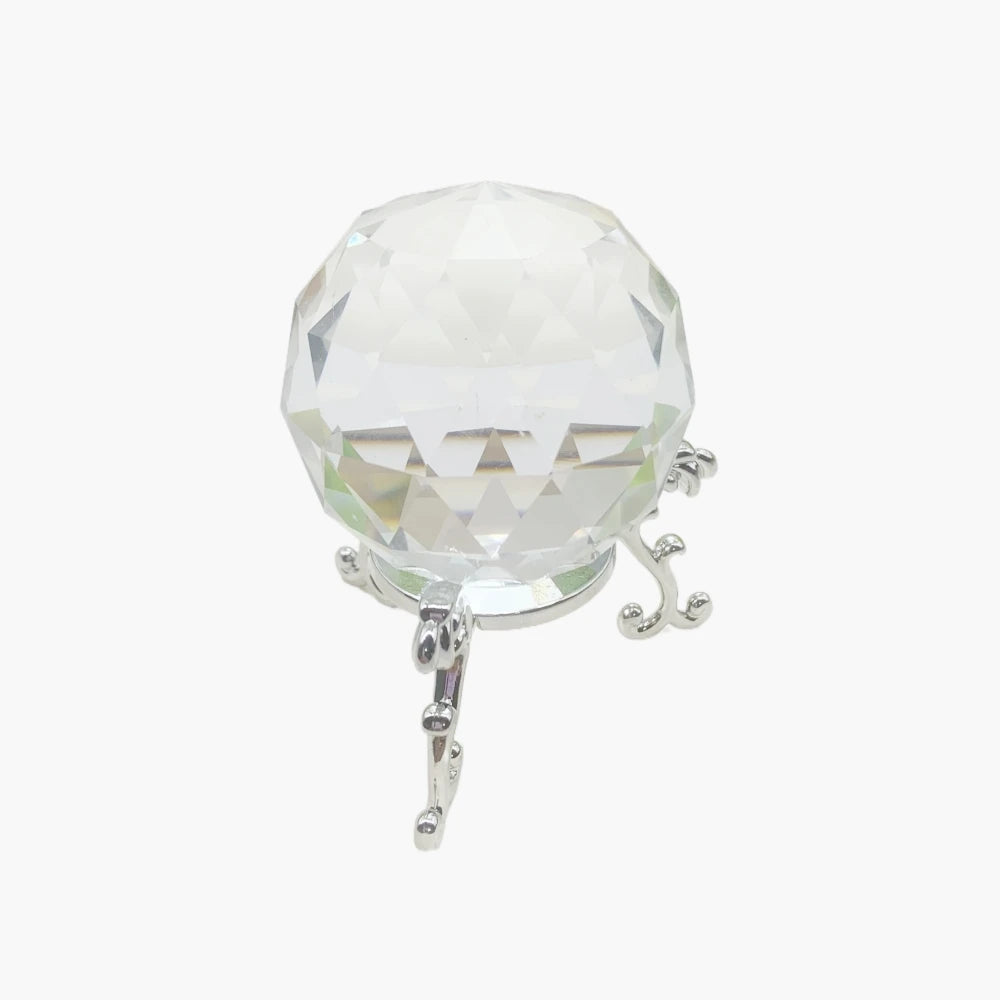 Tirifer Clear Glass Crystal Ball Prisms with Stand  Window Rainbow Maker Sphere Faceted Gazing Ball for Home D��cor Christmas