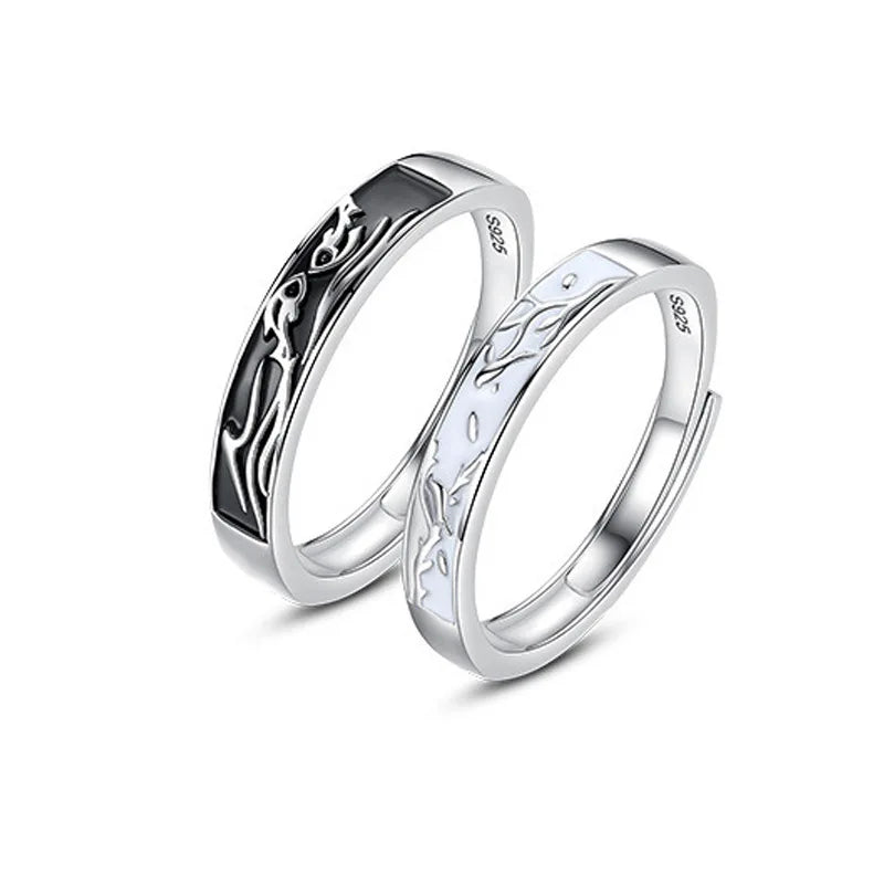 Bird and Fish Couple Ring Wedding Finger Simple Rings Adjustable Whale Drip Creative Commemorative Jewelry Ring