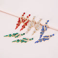 Luxury Long Tassel Teardrop Chandelier Earrings Sparkly Rhinestone Statement Dangle Earrings for Wedding