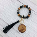 Silicone Wood Beads Keychain Keyring With Tassel for Women Wristlet Bracelet Pendant Keychain With Jewelry Accessories Wholesale