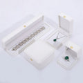 Best Quality Pu Leather Elegant Ring Necklace and Earring Boxes Wedding White Jewelry Set Box Packaging Flap