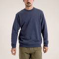 Men's 100% Cotton Fleece Crew Neck Pullover Sweatshirts Solid Color Long Sleeve Ribbed Hem Spring Breathable