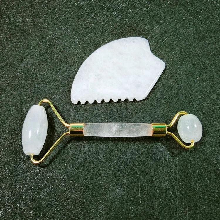 Diy Natural OpaliteJade Roller Set Prive Label Slimming Massage OpaliteGua Sha Stone Set with Box for Anti Aging