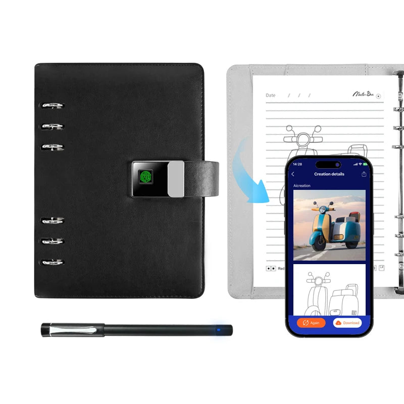 Factory Price Smart Notebook Business Notebook Design Agenda Writing  Leather Notebook Journa  With Pen  Lock and Software
