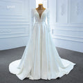 Jancember RSM67197 Long Sleeve Full Pearls  Princess Ball Gown Wedding Dress