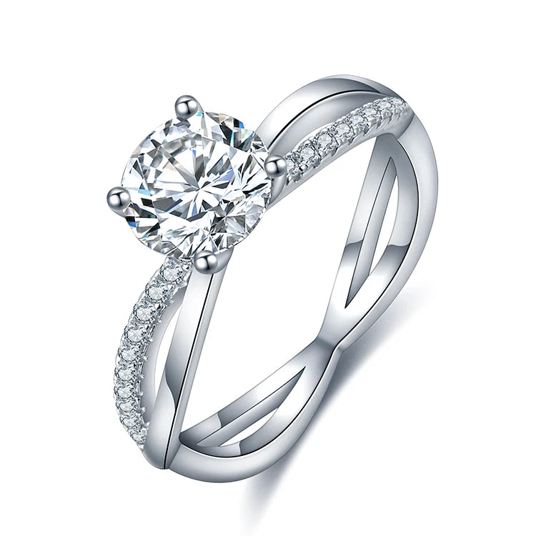 Custom Made Jewelry Engagement Rings Adjustable Moissanite Ring 925 Silver 1 Carat Moissanite Solitaire Ring with Cert
