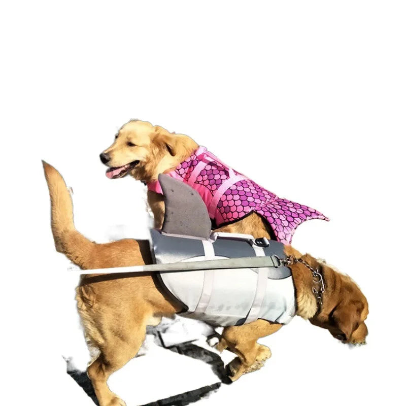 Hot Sale Solid Pattern Shark Mermaid Pet Life Jackets for Winter Corduroy Safety Dog Swimwear Cartoon Style Outdoor Gear