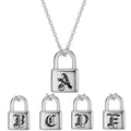 Stainless Steel Link Chain Lock Necklace Custom Engraved Padlock Initial Trendy Valentine's Day Birthday Gift