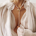 Tassel Women Gold Plated Jewelry Choker Pearl Necklace