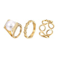 Trendy Gold Cuban Rings for Women Fashion Gold Plated Stainless Steel Pearl Ring