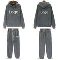 OEM Custom Heavyweight Men's Oversized Sweatsuit Vintage Wash Plaid Jogger Set with Hoodie Casual Style for Winter