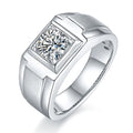 Hot Sale Fine Jewelry 925 Sterling Silver Round Brilliant Cut Engagement Vvs 1ct Diamond Moissanite Mens Ring