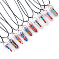Wholesale Chakra Mixed Crystal Natural Quartz Healing Crystals Stones Hexagonal Point Charms Necklace Pendant Jewelry
