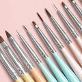 Nail Brush Set 12pcs Nail Brushes Round Oval Gel Builder Nail Art Tools Liner Brush for Acrylic Application Professional Tool