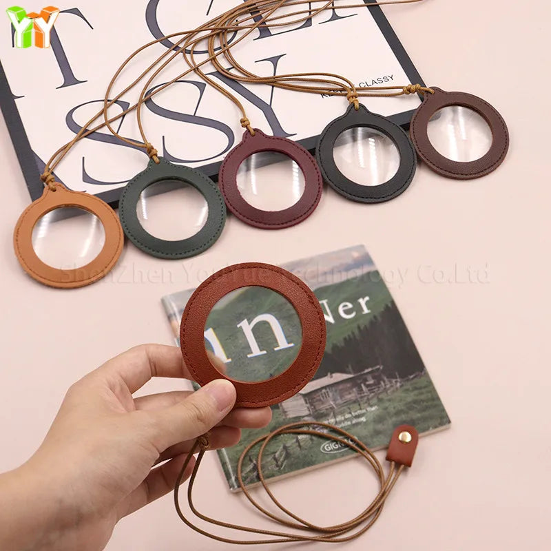 Magnifying Glass Lens Necklace Holder Magnifying Glass Leather Case Pocket Leather Magnifier Necklace Case