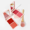 Wholesale 2 Colors High Pigment Cream Powder Blush Palette Highlighter Cheek Blusher Waterproof Vegan Private Label Custom Logo