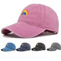 Hot Sale Vintage Denim 6 Panel Baseball Caps Custom Rainbow Embroidered Logo  Washed Cotton Distressed Unstructured Dad Hat