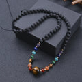 Wholesale 6mm Natural 7 Chakra Bead Crystal Agate Lava Stone Woven Knotted Necklace Fashion Yoga Meditation Jewelry for Women
