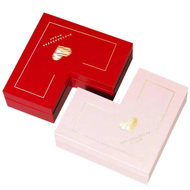 Manufacturers Customized Logo Valentine's Day Gift Box Red Exquisite Bronzing Heart Jewelry Box