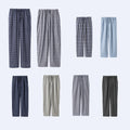 Wholesale Mens Pyjama Pants Cotton Plaid Print Straight Pants Drawstring Sleep Bottoms  Elastic Drawstring Wide Leg Trousers