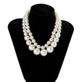 2024 New Fashion Artificial Pearl Choker Temperament Multi-layered Vintage Chunky Handmade Beaded Necklace Set Women Girls