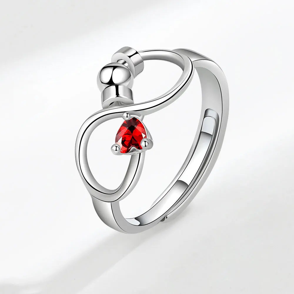 Trendy Rotatable Bead Fidget Anxiety Ring for Women Girls Anti Stress Jewelry Rotating Zodiac Birthstone Opening Ring