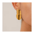 ERESI Minimalist Jewelry Waterproof Gold Plated High Polish Stainless Steel Geometric Smooth Double Sheet Curve Stud Earring