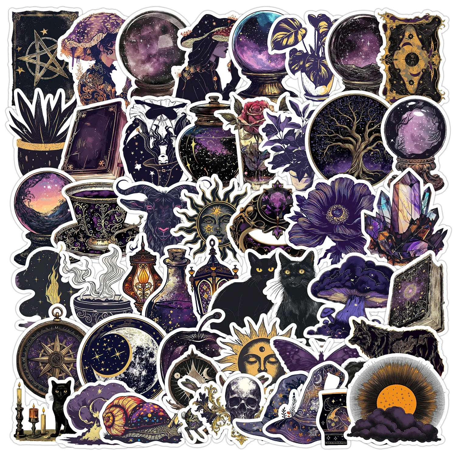50Pcs Middle Ages Black Magic Graffiti Stickers for Book Phone Decor Aesthetic Astrology Sticker